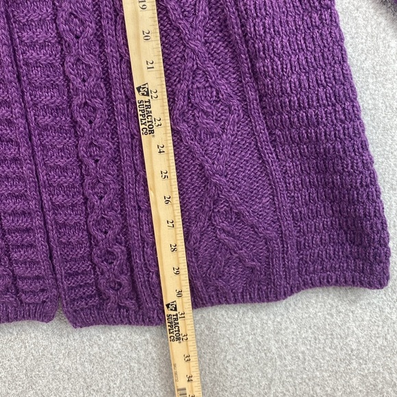 Kilronan Merino wool long line cardigan deep purple L chunky knit lagenlook cozy - Picture 3 of 10
